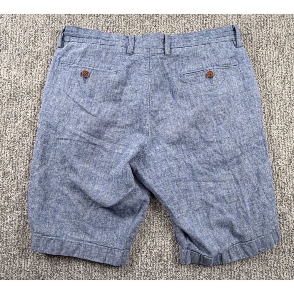J.Crew Shorts Mens 31 Blue Rivington Linen Cotton Blend Flat Front Casual